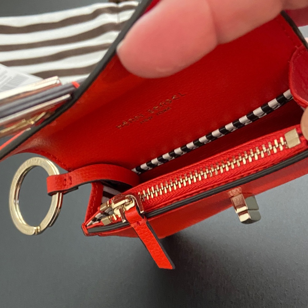 Henri Bendel Orange Leather Compact Wallet - Picture 3 of 16